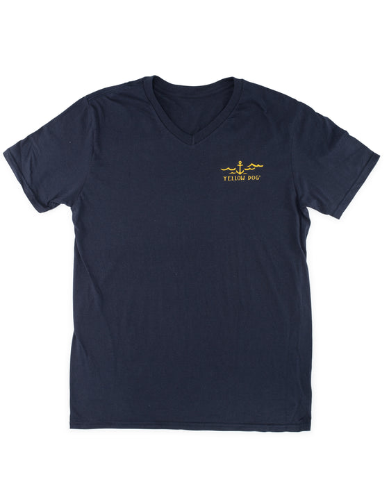 Short Sleeve V-Neck t-shirt Yellow Dog Collection: Beach Hair