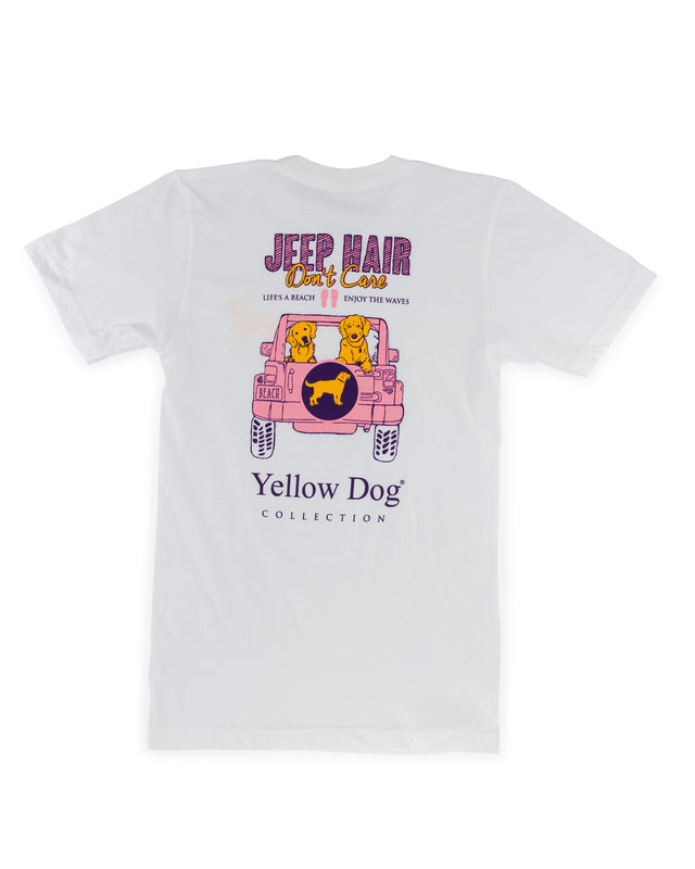 White Short Sleeve t-shirt Yellow Dog Collection: Jeep Hair