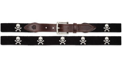 Yellow Dog® Pirate Skull Crossbones Needlpoint Belt