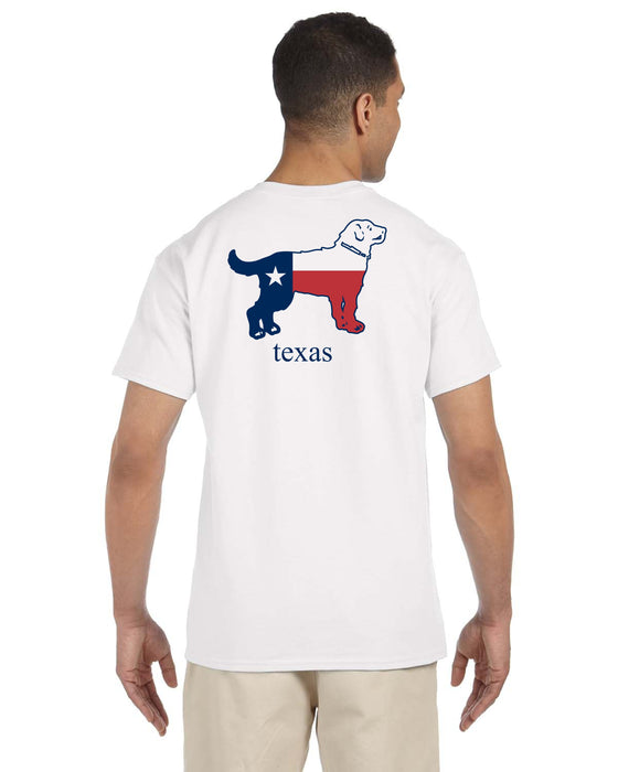 Yellow Dog® Texas Flag Preppy Golden Retriever t-shirt